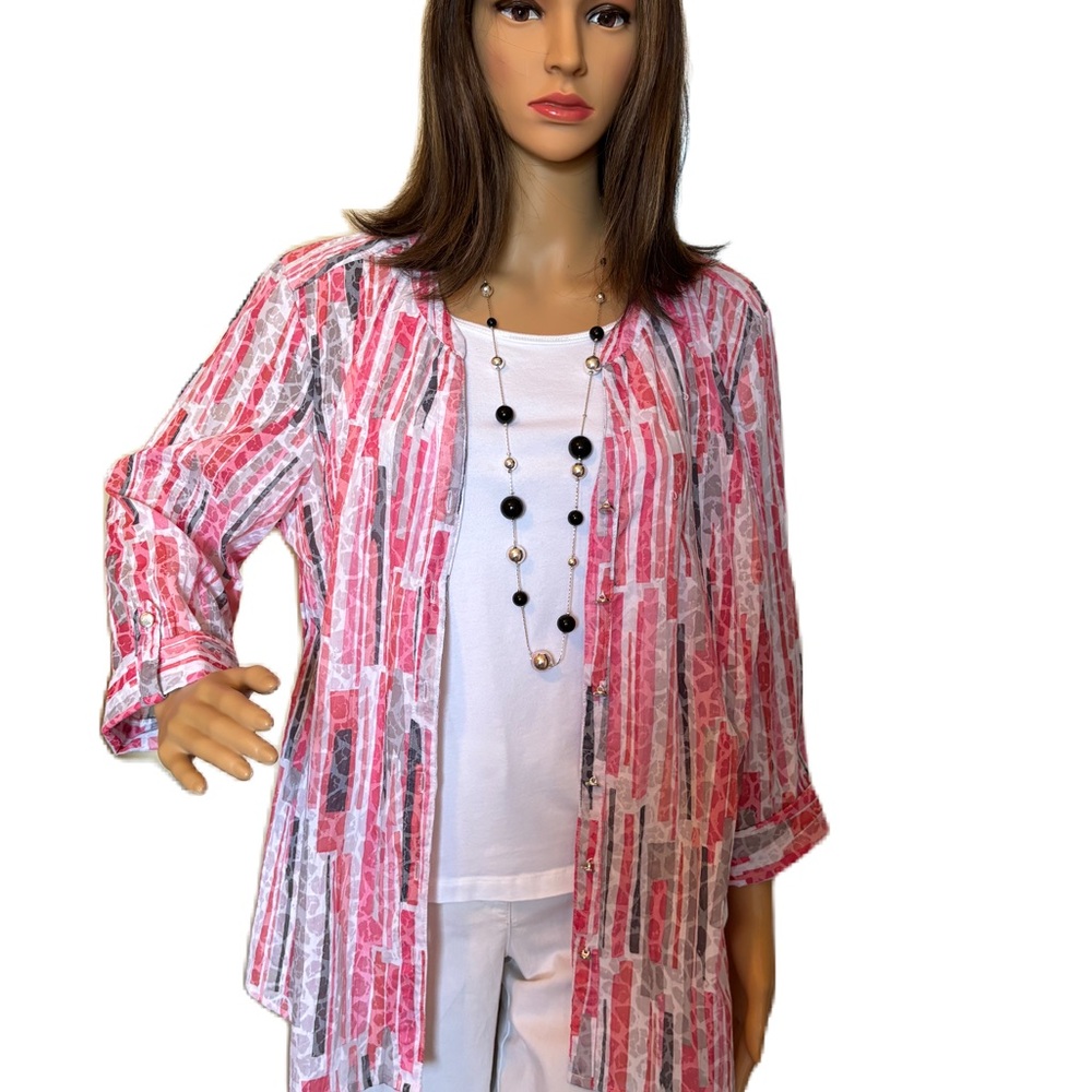 JM Collection Pink and White Top